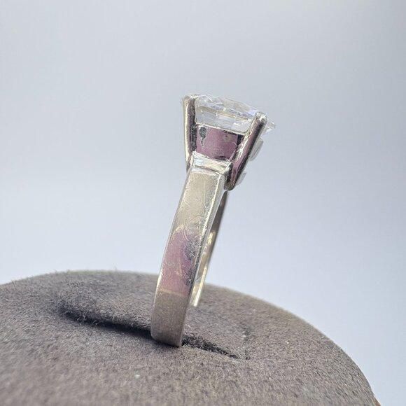 VTG Sterling Silver 925 Cubic Zirconia Prong Set Statement Ring Size 6.75 - Picture 3 of 8